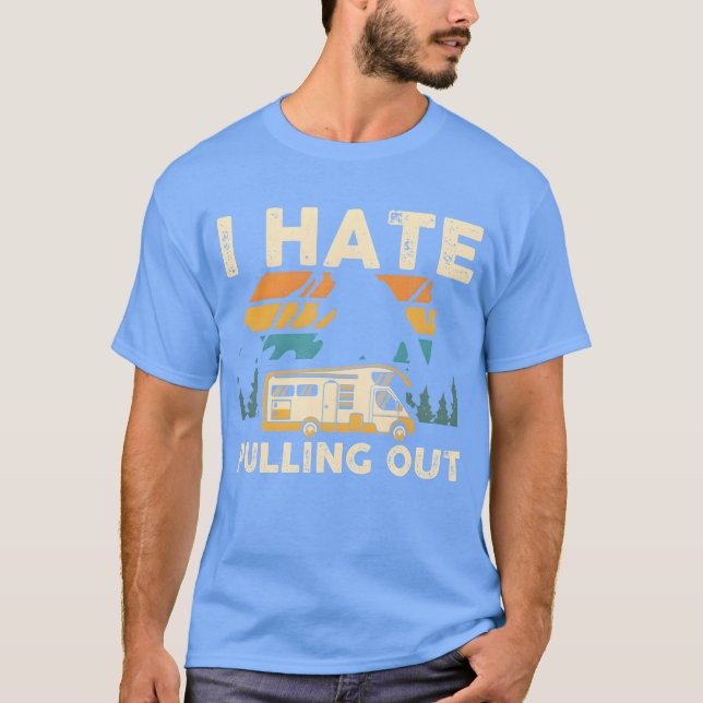 Camiseta Acampamento Odeio Tirar Camperrailer Vintage gi (Frente)