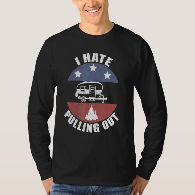 Camiseta Acampamento Odeio Tirar Trailer de Viagem Camper A (Frente)