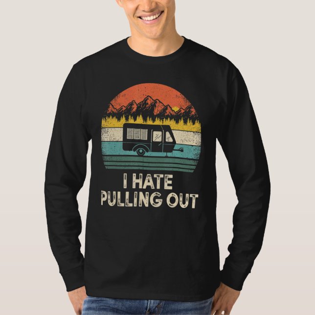 Camiseta Acampamento Odeio Tirar Trailer de Viagem Camper A (Frente)