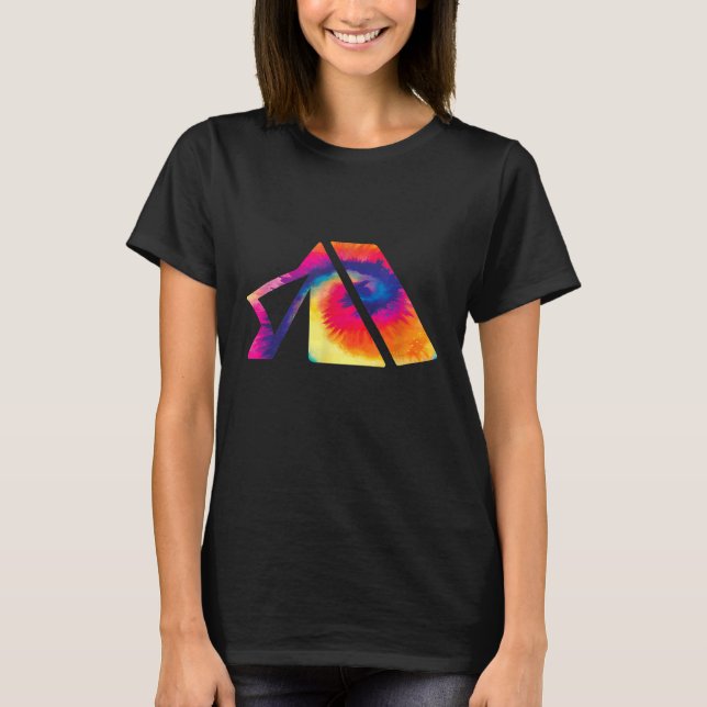 Camiseta Acampamento Para Camper Multicolor Tie Dye Camping (Frente)