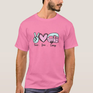 Camiseta Acampamento Peace Love Camp RV Explore Van Life