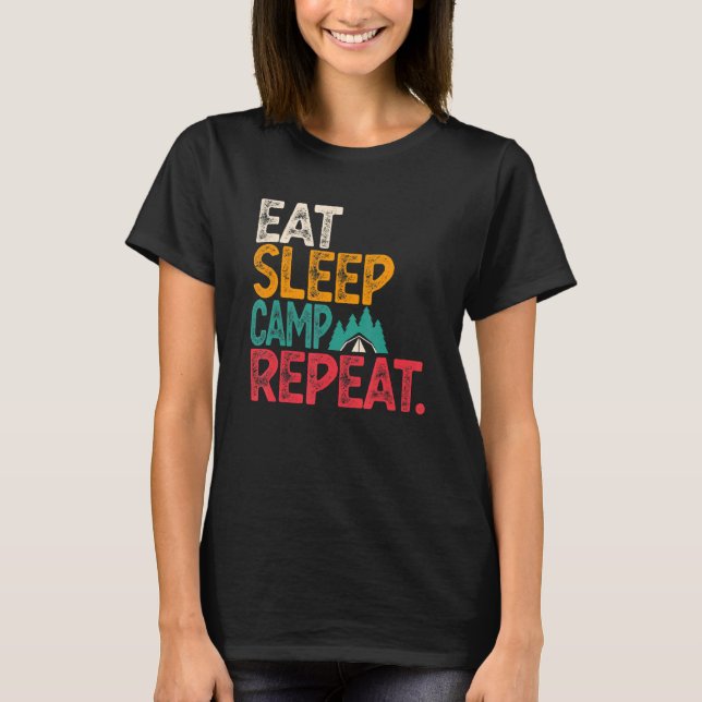 Camiseta Acampamento Repetitivo do Campo de Sono Acampament (Frente)