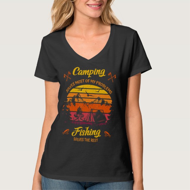 Camiseta Acampamento Resolve A Maioria Dos Meus Problemas P (Frente)