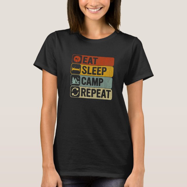 Camiseta Acampamento Retro 60s 70s Repetit. acampamento do  (Frente)
