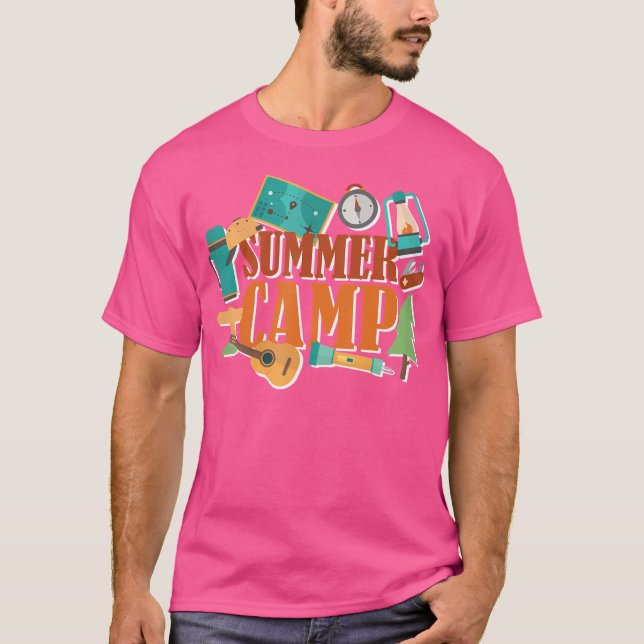 Camiseta Acampamento Retro de Verão Fora do Interior da Nat (Frente)