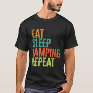 Camiseta Acampamento Retro Para Dormir Repetir Campo Rv Ext
