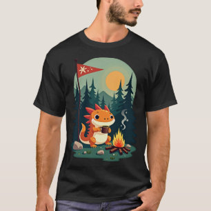 Camiseta Acampamento Selvagem Axolotl Retro - Aventura ao A