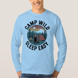 Camiseta Acampamento Selvagem Dormir Fácil-Urso Acampamento