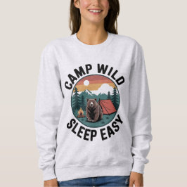 Camiseta Acampamento Selvagem Dormir Fácil-Urso Camping Vin