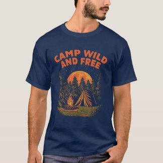 Camiseta Acampamento Selvagem e Livre Camping Hiking Camper