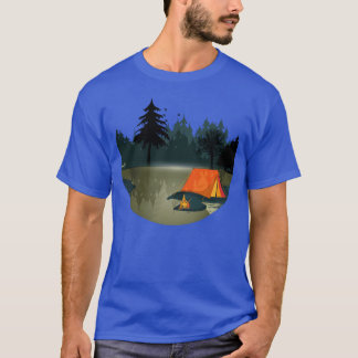 Camiseta acampamento selvagem e romântico com romance de fo