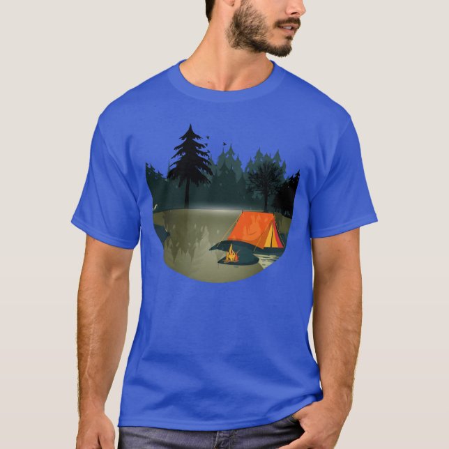 Camiseta acampamento selvagem e romântico com romance de fo (Frente)