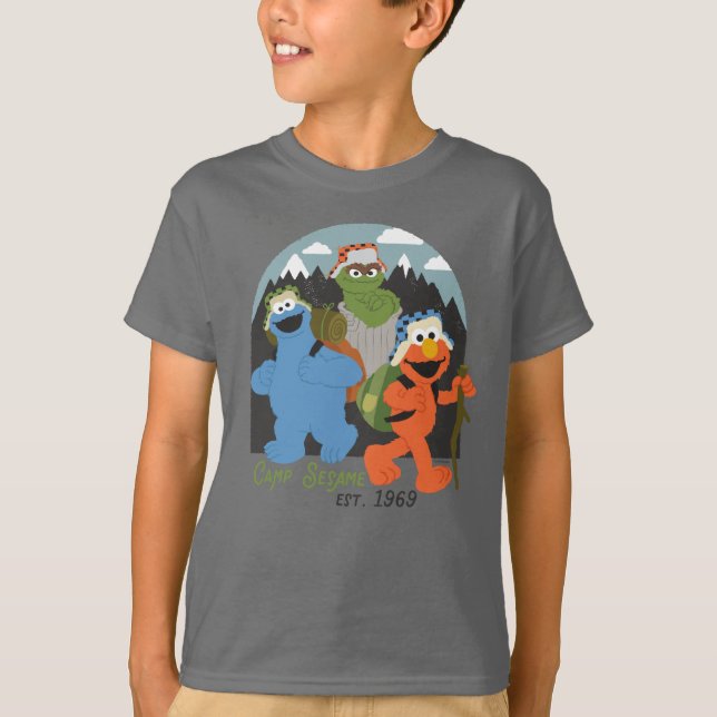 Camiseta Acampamento Sesame Street EST. 1969 (Frente)