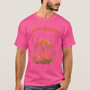 Camiseta Acampamento Slayin Hiking Camping Hiker Camper Pia