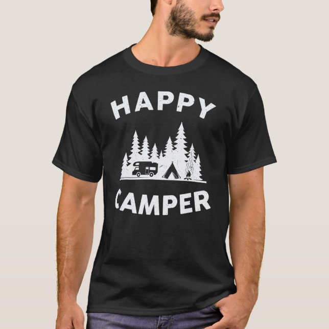 Camiseta Acampamento Trilha Presente Feliz Aventureiro (Frente)