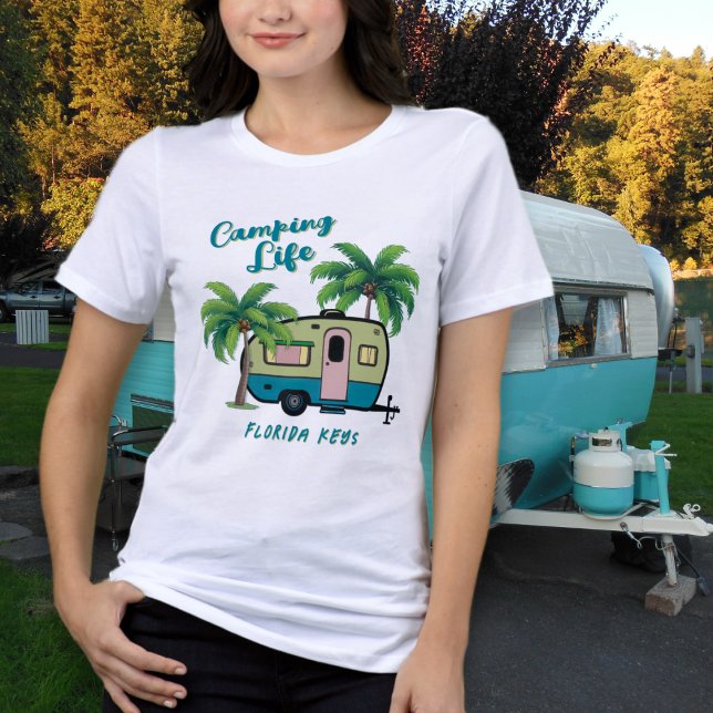 Camiseta Acampamento Tropical Palmeiras Retro (Criador carregado)