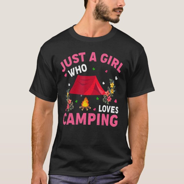 Camiseta Acampando Apenas Uma Menina Que Adora Acampar (Frente)