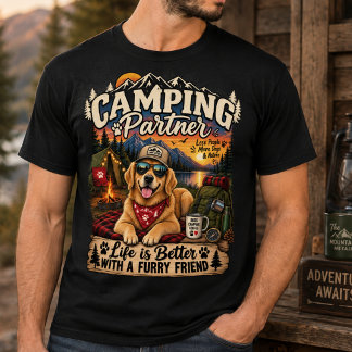 Camiseta Acampando com o meu Retriever Dourado