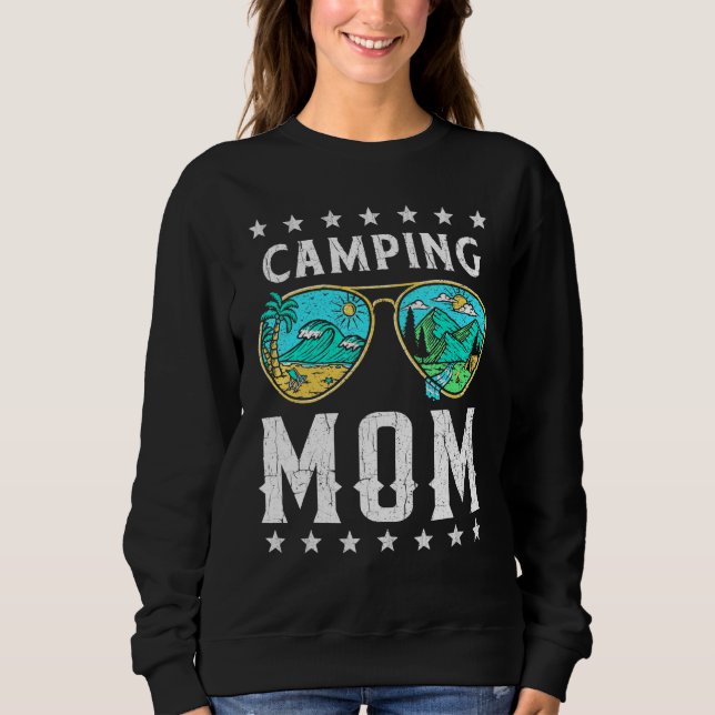 Camiseta Acampando Mãe Retro Graphic Tee Happy Camper (Frente)