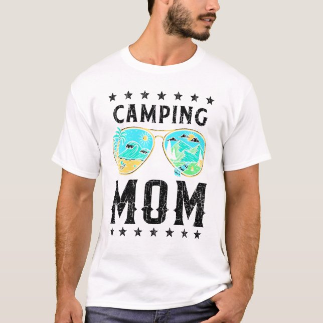 Camiseta Acampando Mãe Retro Graphic Tee Happy Camper (Frente)