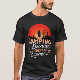 Camiseta Acampando Porque Terapia É Cara Pôr do Sol Retrô