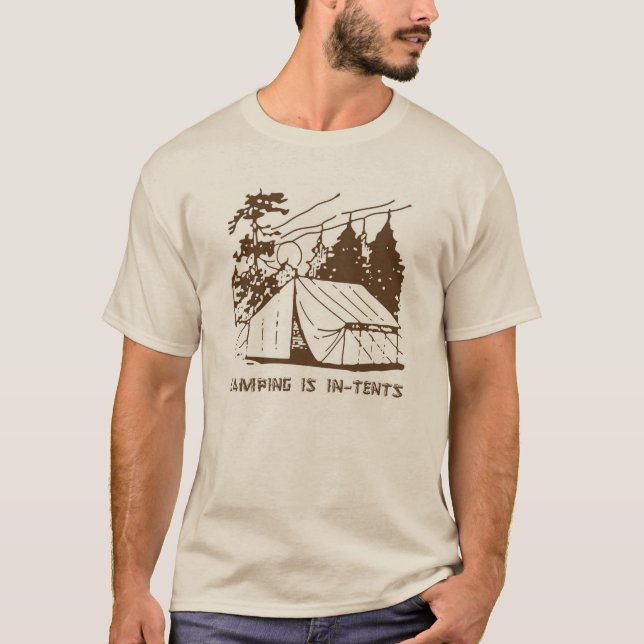 Camiseta Acampar é intenções cena, Brown (Frente)