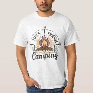 Camiseta acampar vibes, compor Fires Amigos