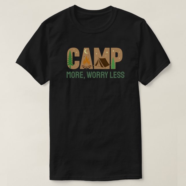 Camiseta Acampe Mais, Preocupe-se Menos (Frente do Design)