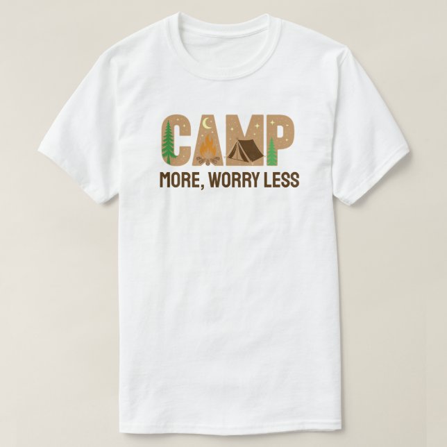 Camiseta Acampe Mais, Preocupe-se Menos (Frente do Design)
