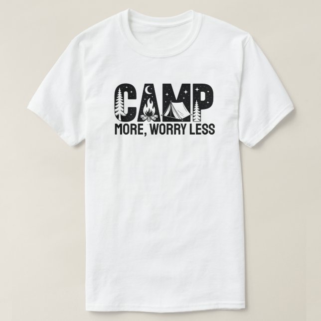 Camiseta Acampe Mais, Preocupe-se Menos (Frente do Design)