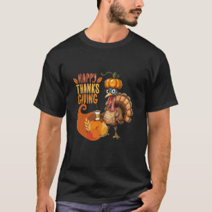 Camiseta Ação de Graças à Turquia com o Chapéu da Abóbora