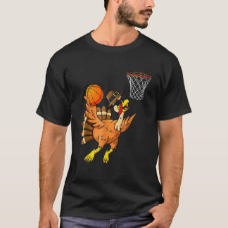 Camiseta Ação de Graças à Turquia Jogador de Basquete Engra