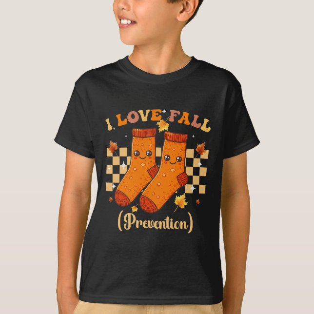 Camiseta Ação de Graças Adoro Prevenção de Queda Autumn Fun (Frente)