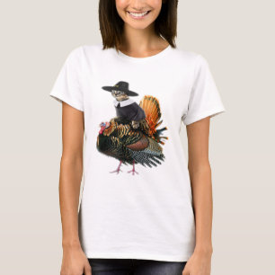 Camiseta Ação de Graças Cat Pilgrim Costume Ação de Graças