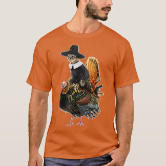 Camiseta Ação de Graças Cat Pilgrim Costume Ação de Graças