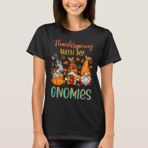 Camiseta Ação de Graças Com Meus Gnomos Queda Estação Pumpk