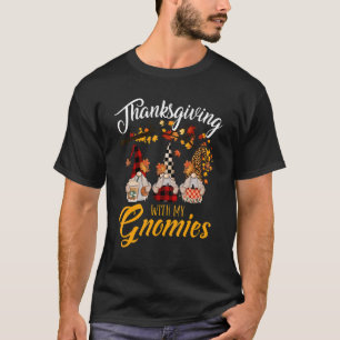 Camiseta Ação de Graças Com Minhas Gnomas Folhas de outono