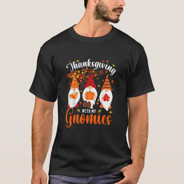 Camiseta Ação de Graças Com Os Meus Gnomos De Outono (Frente)