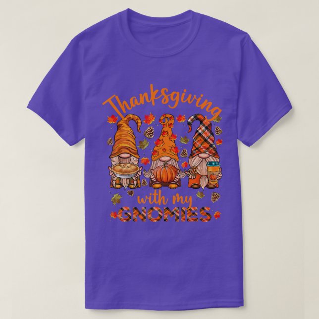 Camiseta Ação de Graças Com Os Meus Gnomos Gnomos De Outono (Frente do Design)