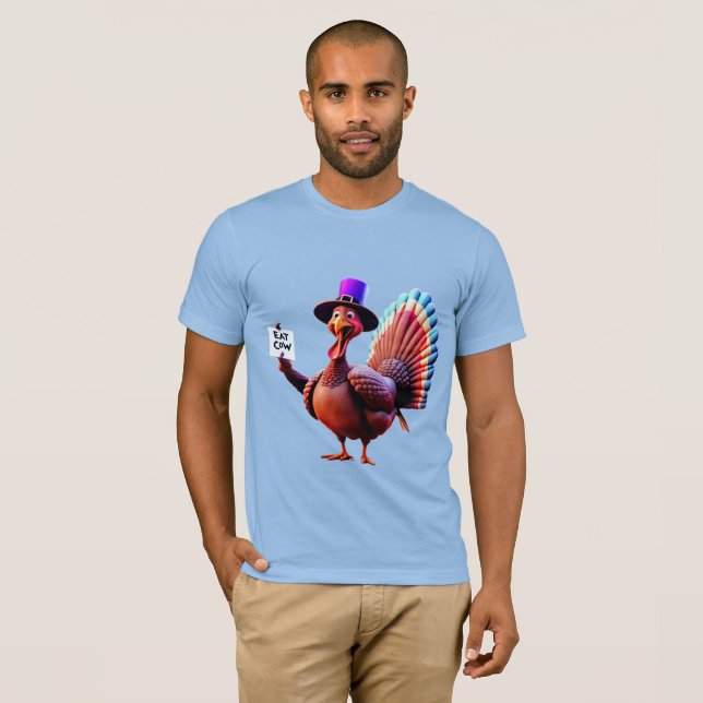 Camiseta Ação de Graças "Coma Vaca" Turquia (Frente Completa)