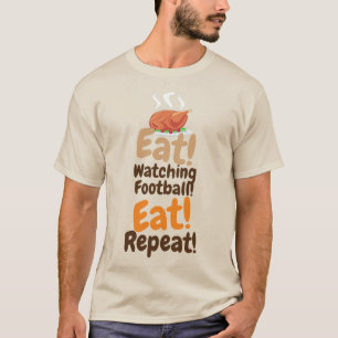Camiseta Ação de Graças Comer, Assistir Futebol, Comer Repe