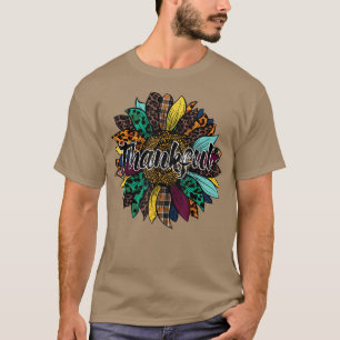 Camiseta Ação de Graças de Autumn Leopard Sunflower Pum