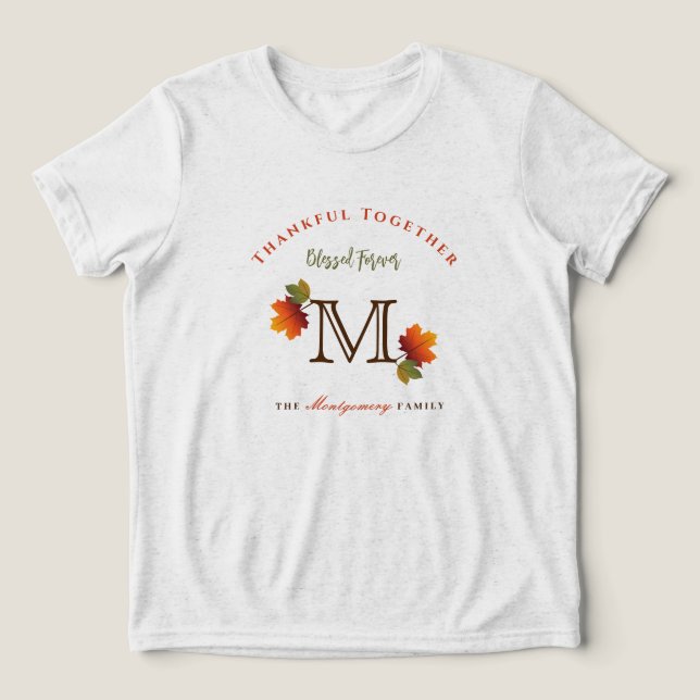 Camiseta Ação de Graças De Fall/Autumn Deixa A Família Mono (Design frontal)