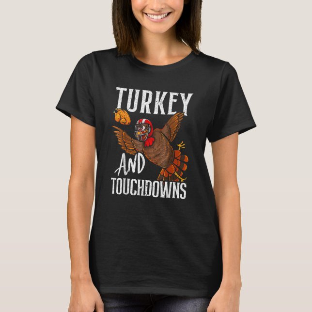 Camiseta Ação de Graças de Futebol da Turquia e Touchdowns (Frente)