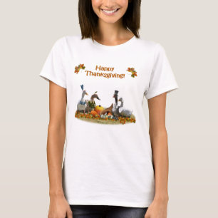 Camiseta Ação de Graças de Pergrim e Patos Indianos