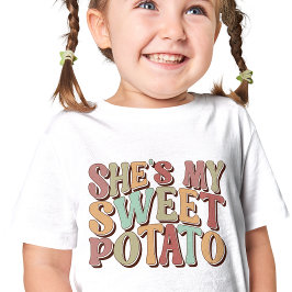 Camiseta Ação De Graças De Retro Bonito "Ela É Minha Batata
