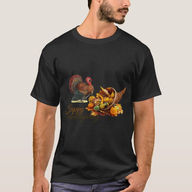 Camiseta ação de graças, decoração de ação de graças, outon (Frente)