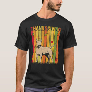Camiseta Ação de Graças do Outono Retro-Cute Bull Terrier D