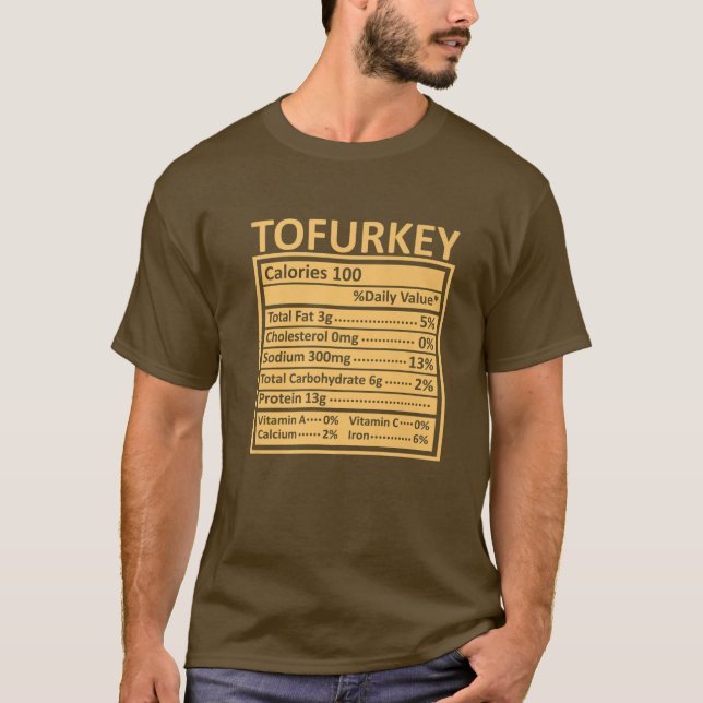Camiseta Ação de Graças Engraçado Tofurkey Nutrition Fa (Frente)