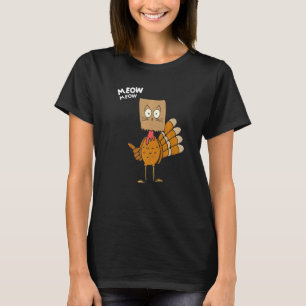 Camiseta Ação de Graças Gato Falso Gato Miow Ação de Graças